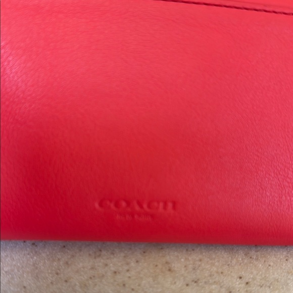 Coach Legacy Leather coral pink flap envelope turn lock wallet - Picture 5 of 13